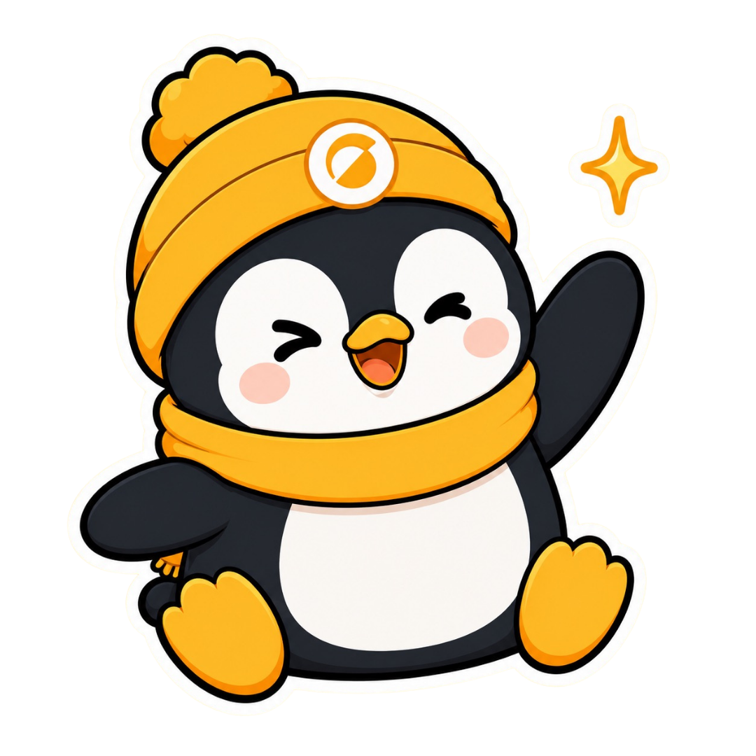 Sunshine Family penguin mascot waving
